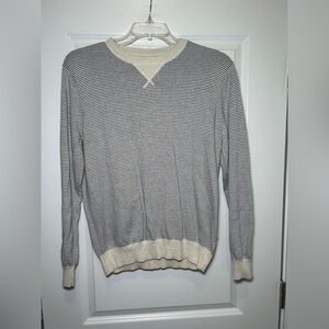 J. Crew Men's V-Neck Sweater - Navy and Cream Stripes